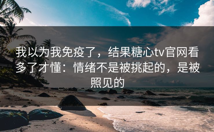 我以为我免疫了,结果糖心tv官网看多了才懂:情绪不是被挑起的,是被照见的 我以为我免疫了,结果糖心tv官网看多了才懂:情绪不是被挑起的,是被照见的