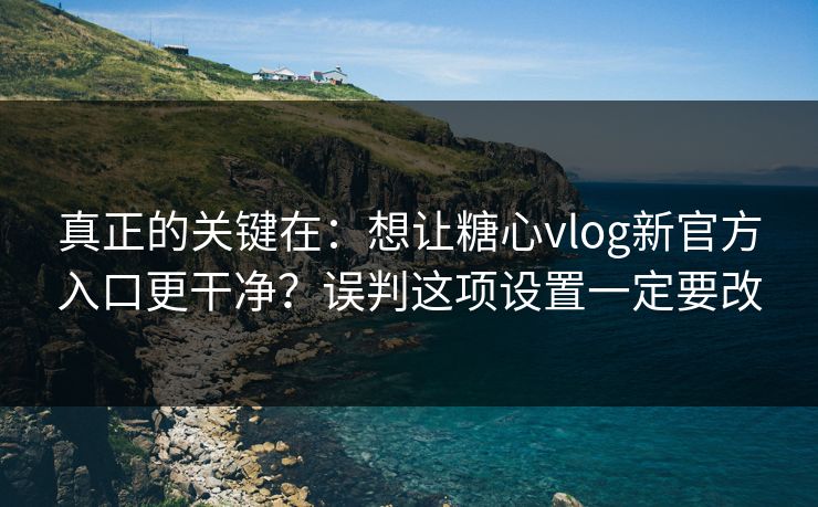 真正的关键在：想让糖心vlog新官方入口更干净？误判这项设置一定要改