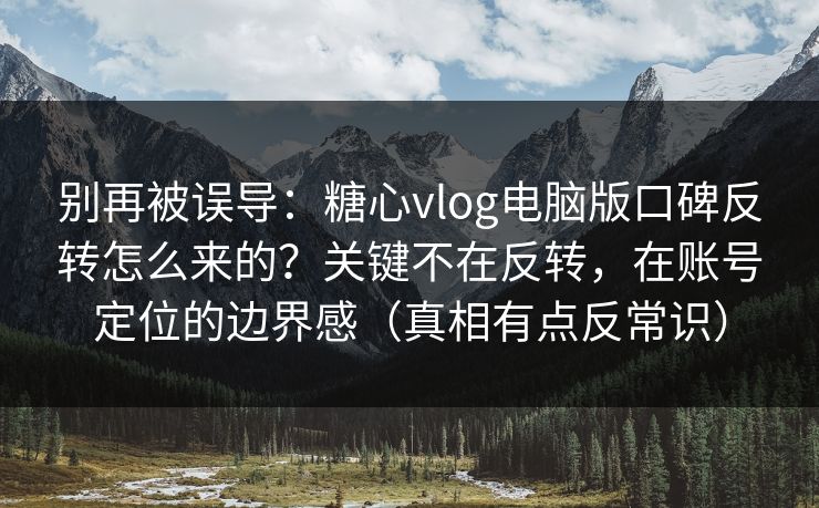 别再被误导：糖心vlog电脑版口碑反转怎么来的？关键不在反转，在账号定位的边界感（真相有点反常识）