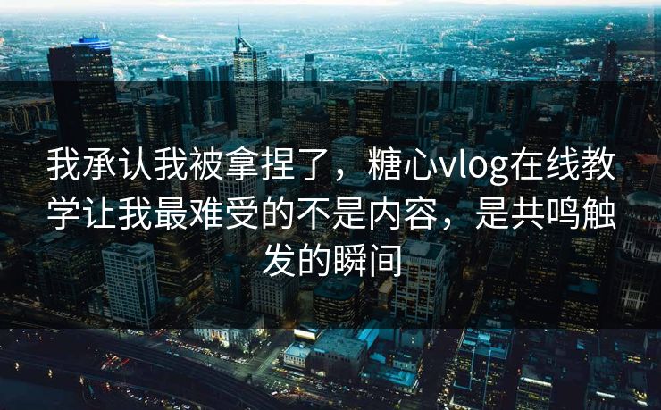 我承认我被拿捏了，糖心vlog在线教学让我最难受的不是内容，是共鸣触发的瞬间