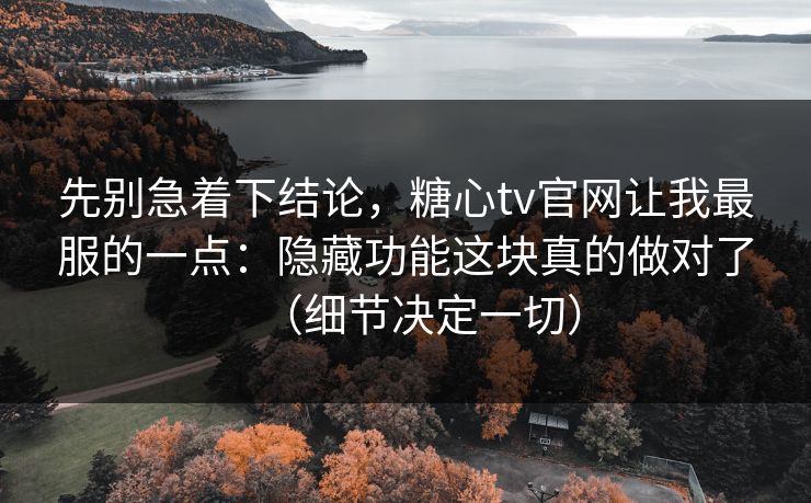 先别急着下结论，糖心tv官网让我最服的一点：隐藏功能这块真的做对了（细节决定一切）