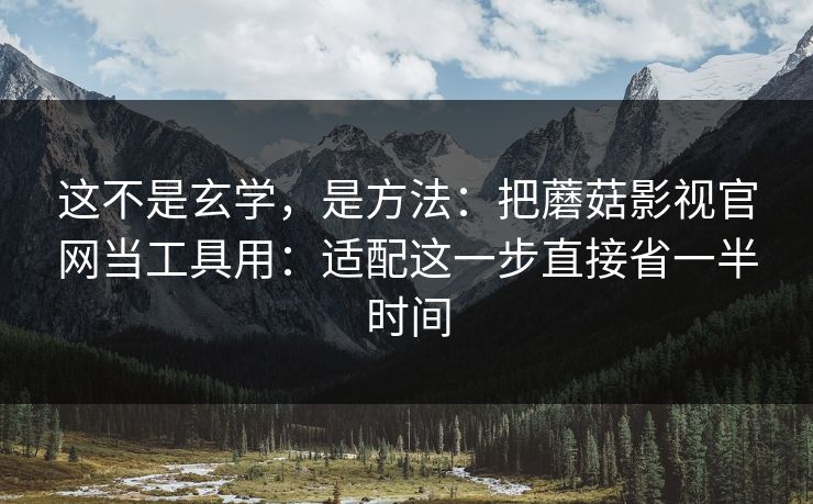 这不是玄学,是方法:把蘑菇影视官网当工具用:适配这一步直接省一半时间 这不是玄学,是方法:把蘑菇影视官网当工具用:适配这一步直接省一半时间