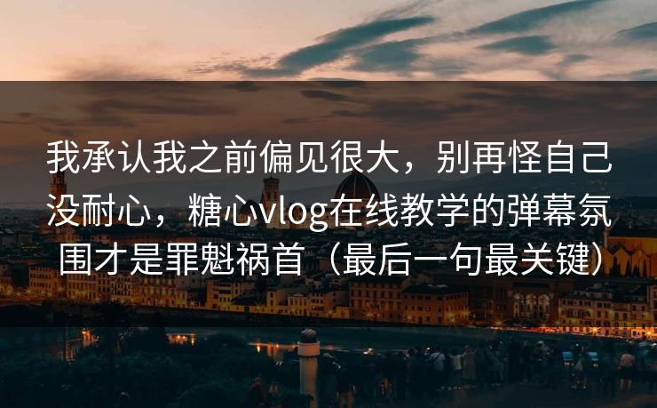 我承认我之前偏见很大，别再怪自己没耐心，糖心vlog在线教学的弹幕氛围才是罪魁祸首（最后一句最关键）